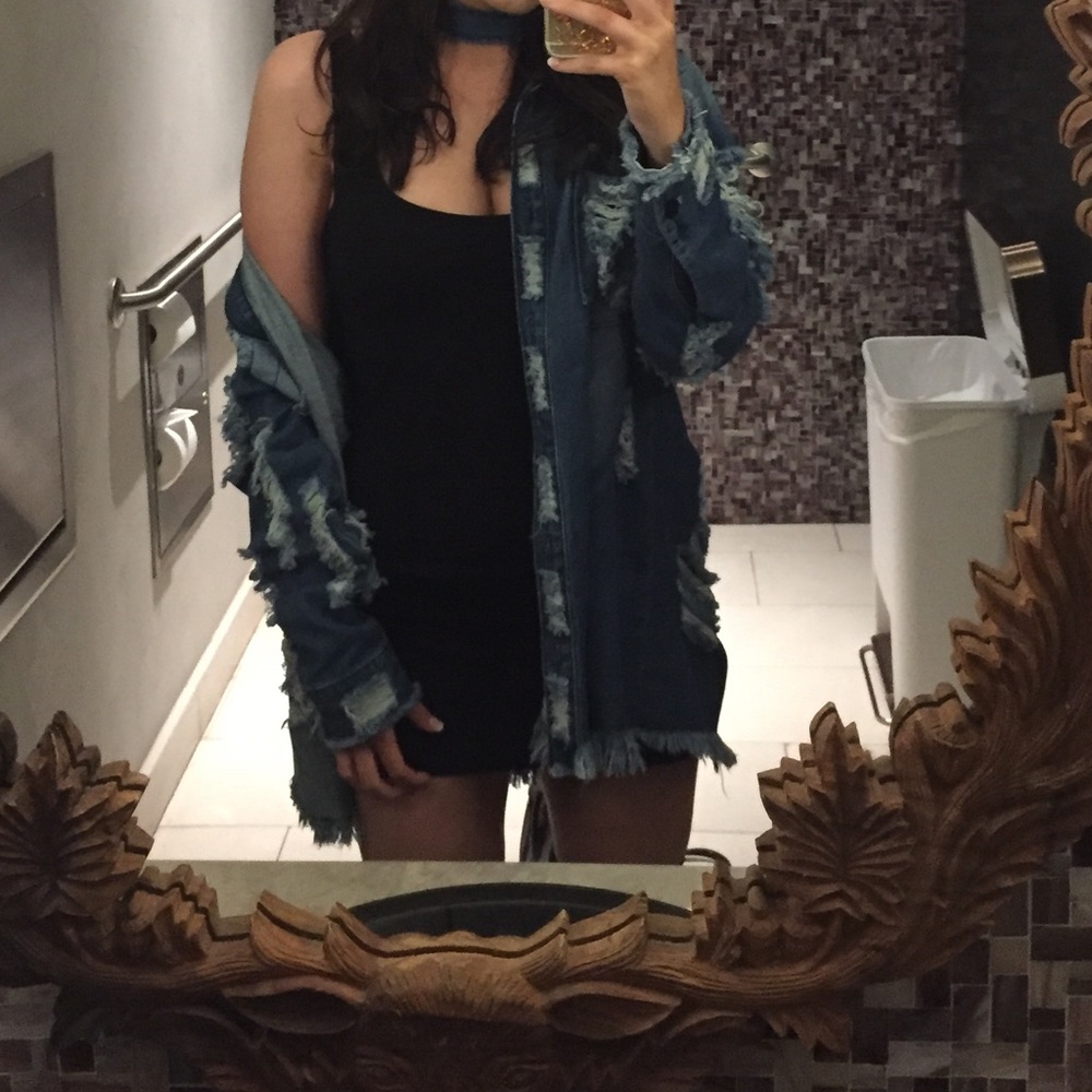 Ripped Denim Button Up